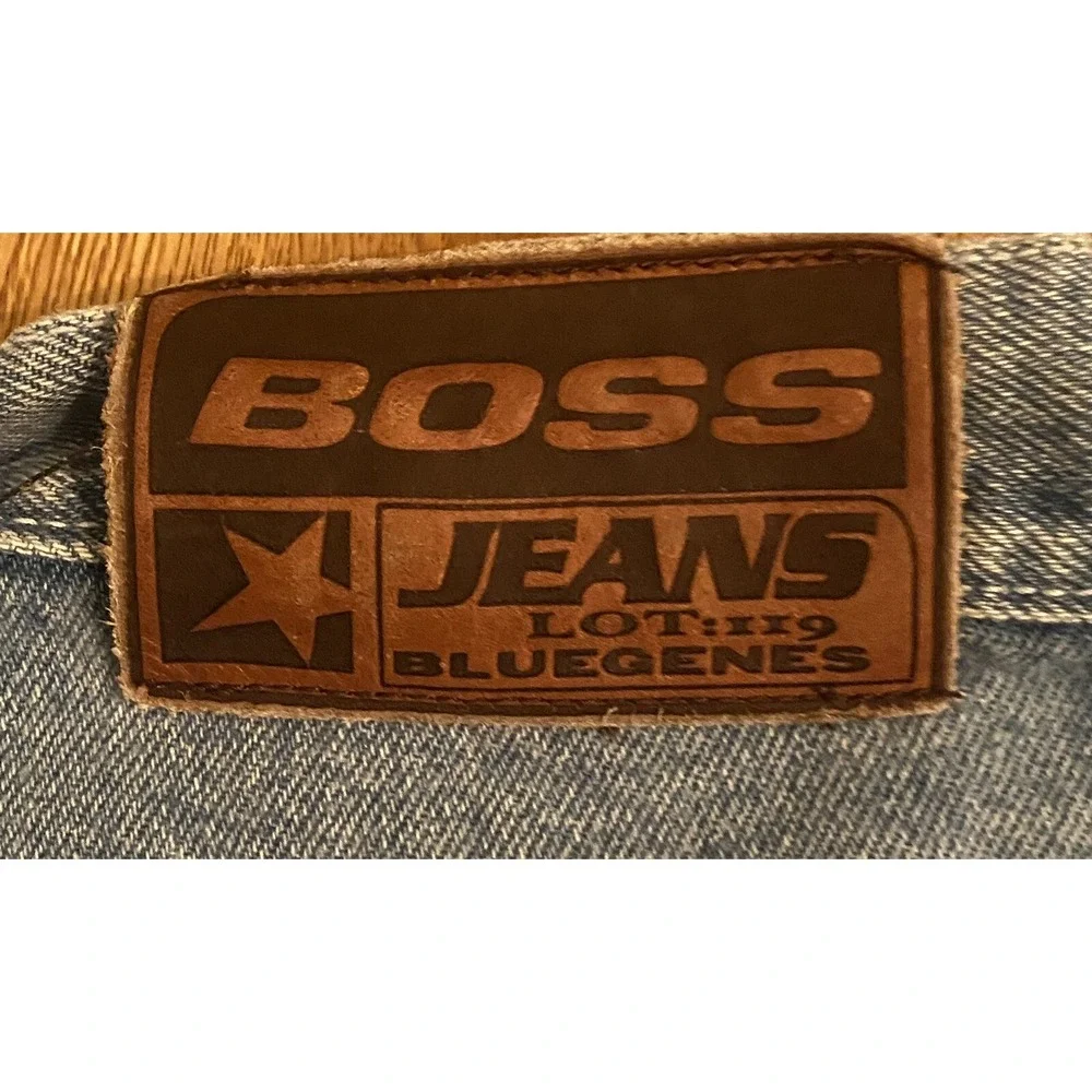 Boss Jean Shorts VTG Distressed Side Spell Outs‎ Men's Sz 38 Faded Look Y2K